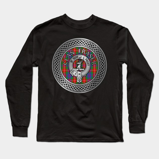 Clan Fraser Crest & Tartan Knot Long Sleeve T-Shirt by Taylor'd Designs